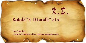 Kabók Dionízia névjegykártya